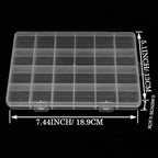 2PCS 24 Grids Clear Plastic Organizer Box Fixed Compartment Storage Container for Craft, Beads, Jewelry, Fishing Tackle, Art, Small Items