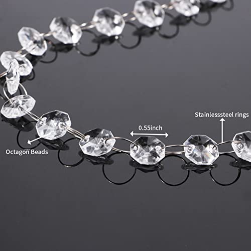 16.5 Feet Hanging Clear 14mm Daimond Acrylic Crystal Garland for Manzanita Tree Centerpiece, Chandelier Bead Lamp Chain, Christmas/Wedding Party Decoration and DIY Craft Jewelry Decoration