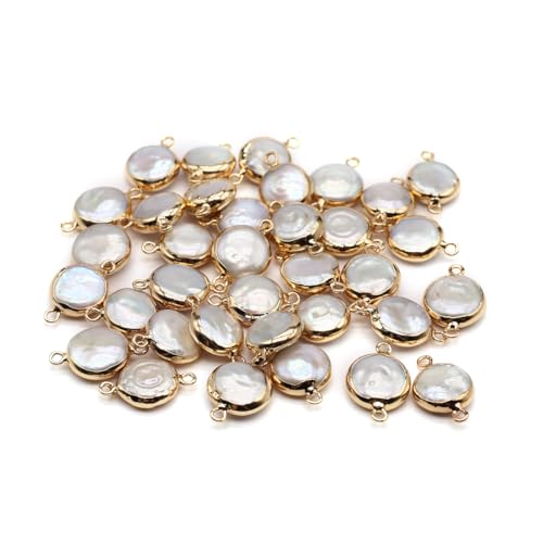 LE SKY 10 Pcs Natural Pearl Connectors Multiple Shapes Cultured Freshwater Pearl Charms for Jewelry Making Gift Decoration - color: 20x13mm