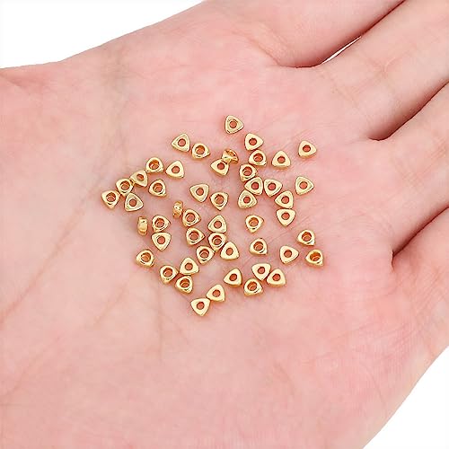 BEADIA 14K Gold Plated Triangle Spacer Beads 3x1.5mm 50pcs for Jewelry Making Findings Non Tarnish - color: 14K Gold, size: 3x1.5mm Triangle