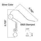 Silver Hypo-allergenic Earring Hooks - 120 Pcs /60 Pairs S925 Sterling Silver Plated Ear Wires Fish Hooks for Jewelry Making, Jewelry Findings Parts with Rubber Earring Backs Stopper for DIY Earrings - color: Regular Silver 1