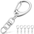 25 Pack Lobster Claw Clasps Keychain Kit, Silver Keychain Clip with Swivel Snap Hooks, Bulk Key Chain Clasps for Crafts DIY Making - color: A-Silver