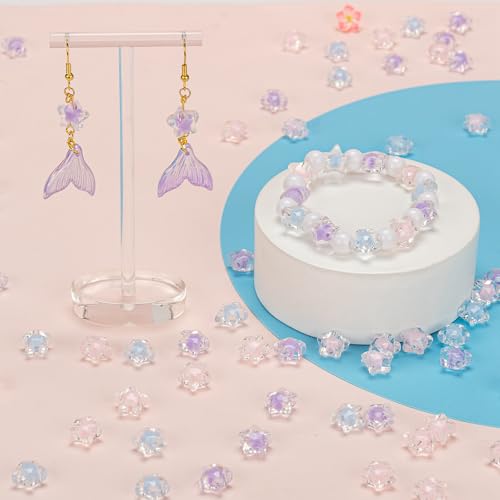 195Pcs Bracelets Beads, Mixed Color Star Transparent Faceted Acrylic Spacer Beads for Jewelry Necklaces Earrings Keychain Making and Crafting DIY Craft Gift - color: Star in Star-195 pcs
