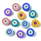 LiQunSweet 12 Pcs 6 Colors Flat Round Silicone Beads Silicone Beads Evil Eye Beads for Bracelet Beaded Necklace Pens Jewelry Making DIY Craft - color: Evil Eye Silicone Beads_12 Pcs