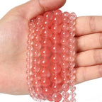 About 35pcs 10mm Natural Stone Beads Watermelon Crystal Beads Energy Crystal Power Gemstone for Jewelry Making, DIY Bracelet Necklace - color: Pink Watermelon, size: 10mm