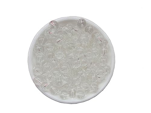 Glass Beads 8mm 100pcs Round Smooth Loose Beads for Bracelet Necklace Jewelry Making Craft DIY （8mm, 50810 Transparent） - color: Transparent, size: 8mm