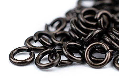 The Bead Chest Black 4mm Round Open Jump Rings, Pack of 100 - color: Black, size: 4mm