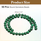 HARFINGTON 50pcs Natural Stone Beads 6mm Malachite Round Gemstone Stone Loose Beading Real Genuine Smooth Balls Bead for Jewelry Making Bracelets Necklace Earrings DIY - color: Malachite, size: 6mm