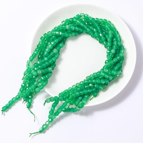 Natural Faceted Green Aventurine Cube Stone Beads 5-5.5mm 60pcs/str Loose Square Semi Gemstone Stone Beads for Making Bracelets Necklace Earrings - color: Green Aventurine