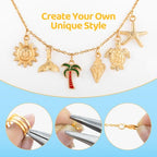 Zefy 18K Gold Silver Chain for Jewelry Making, 19.7ft 6 Rolls Stainless Steel Chains Bulk with 348 Pcs Charms, Jump Rings Lobster Clasps Set for DIY Bracelet Necklace Crafts - size: Medium