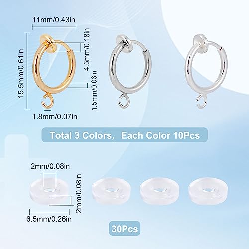 SUNNYCLUE 1 Box 30Pcs Clip on Earring Converters Brass Earrings Components Huggie Hooks with Open Loops Ear Pads Earring Clips for Jewelry Making Non-Pierced Ears DIY Earring Backs & Findings Adult - color: 30pcs 2 Colors Brass Earring Clips
