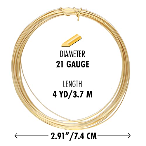 The Beadsmith Half-Round Craft Wire – Soft Temper Jewelry Wire, Gold Color, 21 Gauge, 4 Yards - color: Gold, size: 21 Gauge