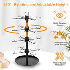Jewelry Display for Vendors with 80 Hooks, 4 Tier Rotating Display Stand Earring Holder Organizer Adjustable Height, Earring Rack Keychain Necklace Bracelet Display for Retail - style: 4SL-BK