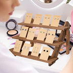 ZYP 51pcs 3-Tier Wood Earring Display Stand, Retail Jewelry Card Stand with Groove + 50 Cards Portable Ring Organizer Holder Showcase Racks for Business Home Using - color: Wood