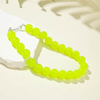 Chunky Acrylic Resin Beaded Necklace for Women Colorful Large Round Choker Adjustable Stack Acrylic Beads Necklace Resin Summer Party Jewelry - style: Green