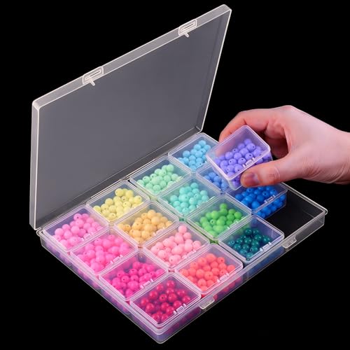 RJ-Sport 16 Grids Diamond Art Bead Organizer Box, Compact & Portable Clear Plastic Case for Jewelry & Gems Storage and Organizing - color: 16 Large