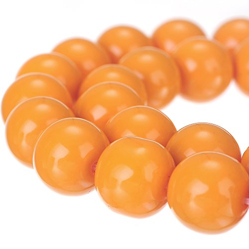 RUBYCA Round Opaque Painted Druk Czech Glass Beads Bulk Jewelry Making Supplies Strand (Orange, 4mm) - color: Orange Peel, size: 4mm