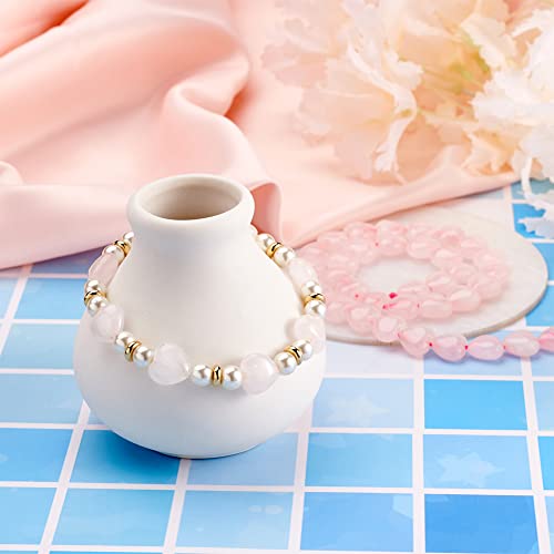 Fashewelry 42pcs Polished Heart Natural Rose Quartz Stone Beads Tumbled Chakra Gemstone Beads Crystal Healing Drilled Loose Beads for Earring Bracelet Necklace Jewelry Making - color: Rose Quartz, 10x10mm