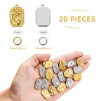 UAMOAKNG 10pcs Stainless Steel Charms + 10pcs Gold Plated Charm Pendant Bulk with Jump Rings Jewelry DIY Supplies - color: Square Moon