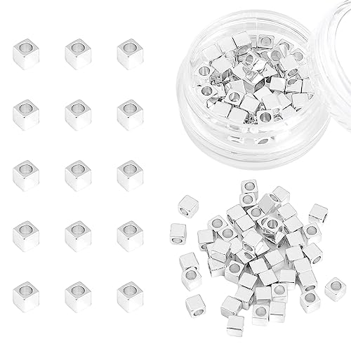 BEADIA Silver Plated Cube Spacer Beads Right Angle 3x3mm 50pcs for Jewelry Making Findings Non Tarnish - color: Silver, size: 3x3mm Right Angle Cube