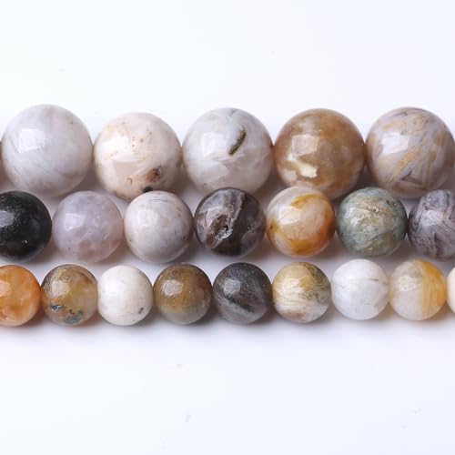 6MM Bamboo Leaf Agate Round Loose Beads Natural Gem Beads Crystal Energy Stone Beads for Jewelry Making DIY Bracelet Necklace - color: Bamboo Leaf Agate, size: 6MM