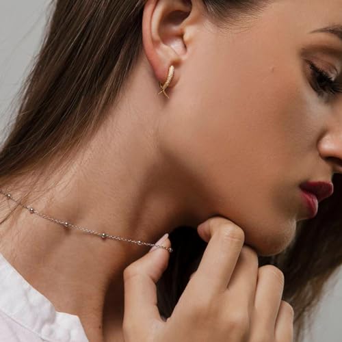 Freekiss Women's Layered Necklace Set - 3 Piece Dainty Gold Jewelry for Everyday Stacking | 14K Gold Plated Snake Chain, Rope Chain, Cuban Chain | Adjustable Length 14-18.5 Inch | Gift Ready - color: Silver, style: Layer Beaded Choker+1.5mm snake