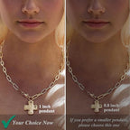 Bheop Chunky Cross Necklace for Women Trendy 14K Gold Silver Layered Statement Cross Pendant Charm Necklace Waterproof Paperclip Herringbone Snake Choker Chain Christian Jewelry Set Gift Non Tarnish - style: GD-Cross Necklace(1 inch Pendant)