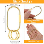 3pcs Gold Key Ring Gold Carabiner With 6 O-Rings Brass Key Rings Bulk Keychain Locking Chain Organizer Holder Screw Lock Keychain Clip Purse Bag Charm Clip Security for Keys Charms for Handbags