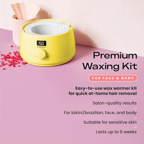 KoluaWax Premium Waxing Kit for Women - Beginner Friendly - Complete Wax Kit that includes 14oz of Wax Beads, Applicator, Pre and Post Care, Suitable for Sensitive Skin (Sun) - color: Sun