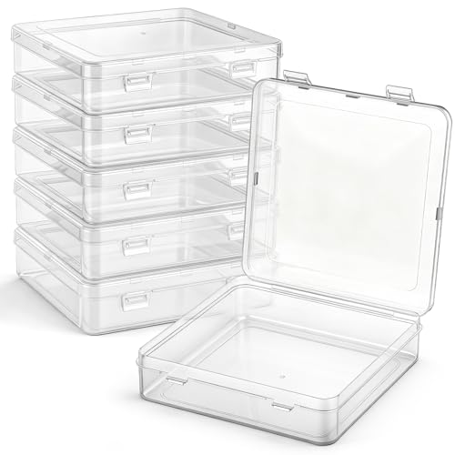 Jetec 6 Pieces Mini Plastic Clear Beads Storage Containers Box for Collecting Small Items, Beads, Jewelry, Business Cards, Game Pieces, Crafts (5.9 x 5.9 x 1.5 Inch) - size: 5.9 x 5.9 x 1.5 Inch