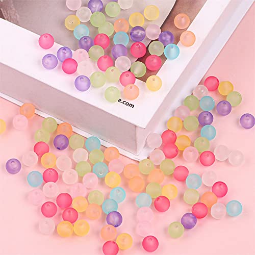 230PCS 8mm Acrylic Round Beads - Matte Rose Red Frosted Beads for Jewelry, Craft, and Necklace Making - color: Rose Red, size: 8MM