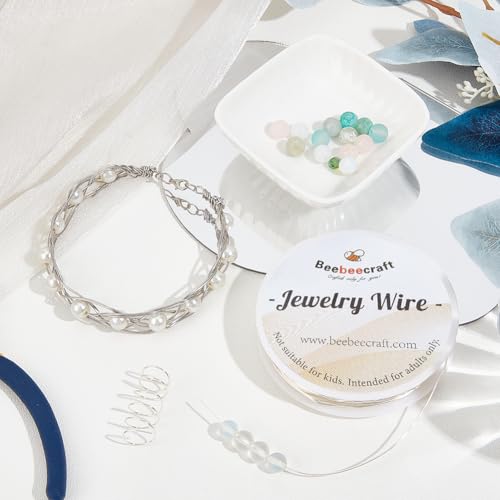Beebeecraft 1 Roll 98 Feet/30m Copper Wire 20 Gauge 0.8mm Sterling Silver Plated Brass Jewelry Wire Round Beading for Jewelry Making Supplies DIY Craft - color: Silver