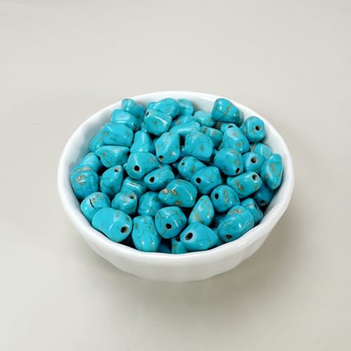 Turquoise Irregular Beads for Bracelet Making - 200pcs 10mm Natural Semi-Precious Gemstone Loose Spacer Beads for Jewelry, Beading, Earrings & DIY Handmade Crafts - color: Turquoise Irregular 10mm