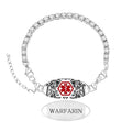 Women's Medical ID Bracelet with White Zircon Tennis Chain, Interchangeable Engraved Plate, Adjustable Lobster Clasp, Lightweight, Hypoallergenic, for Running, Outdoor, Daily Wear - color: Red-WARFARIN