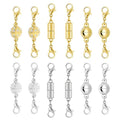 Magnetic Necklace Clasps and Closures with Lobster Clasp, Gold & Silver Magnetic Jewelry Clasps Helper for Necklace Extender, Bracelets and Jewelry - color: 3 Styles | 12Pcs_Diamond & Balls