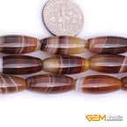 GEM-Inside Stripe Botswana Agate Gemstone Loose Beads Natural 8x20mm Bronw Olivary Crystal Energy Stone Power for Jewelry Making 15" - size: Brown-8X20mm