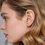 925 Sterling Silver 14K Gold Plated Huggie Half Hoop Earrings — Sleep-Friendly Poke-Free Hypoallergenic Stackable Earring — Comfortable & All Day Wear - color: Ball-Yellow Gold