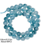 Stone Beads, 45pcs Aquamarine, 8mm Round Loose Beads for Jewelry Making, Bracelets, with Gift Bag, Elastic String & Size Card - color: Aquamarine, size: 8mm