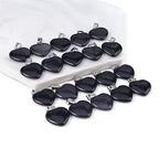 LE SKY 20 Pcs natural stone pendants heart shape healing stone charms for jewelry making - color: blue sand