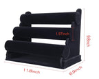 ChezMax Triple Tier Jewery Display Removable Bracelet Holder Jewelry Stand Necklace Stand Jewelry Towers and Watch Holder for Home Organization - color: B- Black Velvet