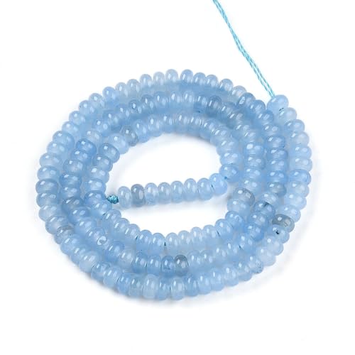 1 Strand Natural White Jade Rondelle Beads Strands Dyed Gemstone Beads Spacers for Jewelry Making Bracelets Necklace DIY Crafts 4.5x2.5~3mm 14.5" About 142~148pcs/strand Light Sky Blue - color: Light Sky Blue
