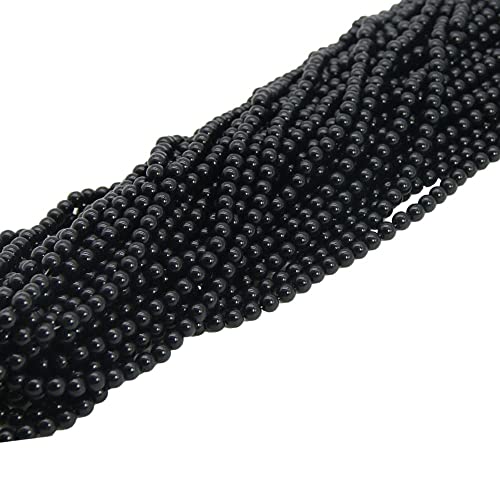 600PCS Black Glass Round Beads Bulk， Imitative Jade Beads, Lava Beads, Bracelet Loose Beads for Jewelry Making Earring, Necklaces, and DIY Crafts (8mm Black) - size: 8mm Black