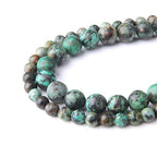 Natural Stone 6mm African Turquoise Smooth Round Loose Beads Energy Gemstone DIY for Jewelry Making Bracelet Necklace 1 Strand 15" - color: African turquoise, size: 6mm