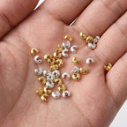 Ouligay 800PCS 4mm Mini Crimp Beads for Jewelry Making Crimp Bead Covers Half Round Open Crimping Bead Knot Covers for DIY Jewelry Craft Making Jump Rings with Transparent Box Gold and Sliver