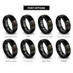 Chain Tool Ring - Gift for Cyclist - 8mm - Band - Gunmetal Black Silver - Personalized Custom Engraving - Men Women - Anniversary Engagement Wedding - Tungsten Carbide - Flat Dome Bevel - color: 07 - Black Tungsten