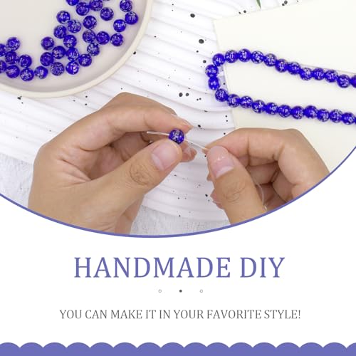 100PCS 8mm Glow in The Dark Beads Royal Blue Glow in The Dark Bead Glass Crystal Round Beads 1.5~2mm Hole with Rope for DIY Jewelry Craft Making - color: Royal Blue