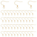 UNICRAFTALE 100Pcs Real 18K Gold Plated Earring Hooks Stainless Steel French Hooks with Horizontal Loop Metal Ear Wires Drop Earring Finding for Jewelry Making DIY Earrings Findings 17x18x2.4mm - size: 17mm Long