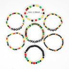 COLORFUL BLING 4th of July Bracelets for Women/Juneteenth African Beaded Stackable Layered Surfer Bracelets Rasta Jamaica Jewelry - color: love
