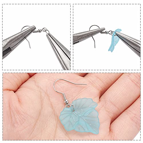 Crafans 100Pcs Frosted Acrylic Leaf Charms 24x22.5x3mm Transparent Plant Pendants Clear Autumn Maple Leaves Beads Charms for Jewelry Making (Cadet Blue) - color: Cadet Blue