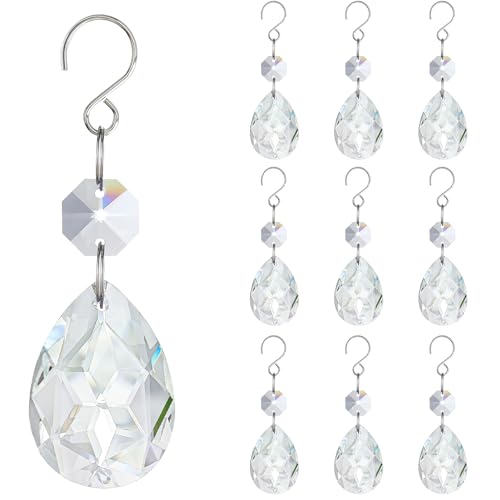 H&D HYALINE & DORA 3Inch Crystal Suncatcher Bauhinia Prisms Pendants 10Pcs Chandelier Crystals Replacement Hanging Sun Catcher Beads for DIY Arts Crafts Decor (Clear) - color: Clear